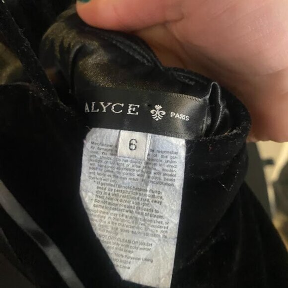 Alyce Black Velvet High Neck Open Back Floor Length Evening Gown - Picture 6 of 6